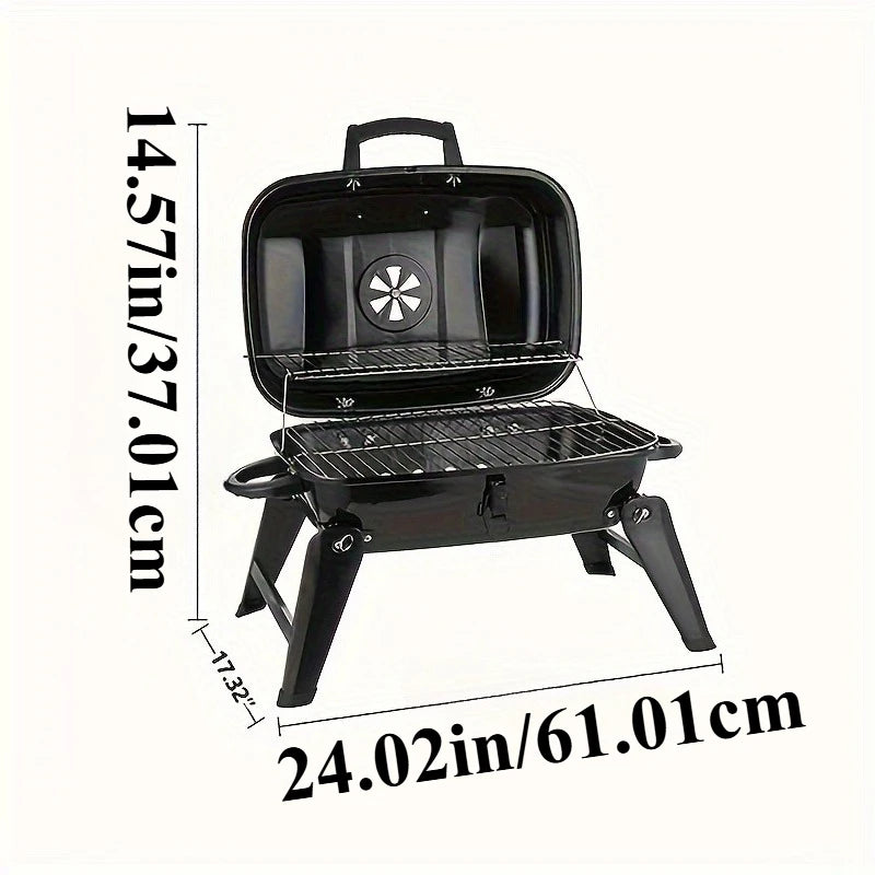Portable Gas Grill with Lid 1 Burner Foldable Legs Small Propane Grill for Outdoor Cooking Camping BBQs Patios Gardens Qme Portable BBQ Grill