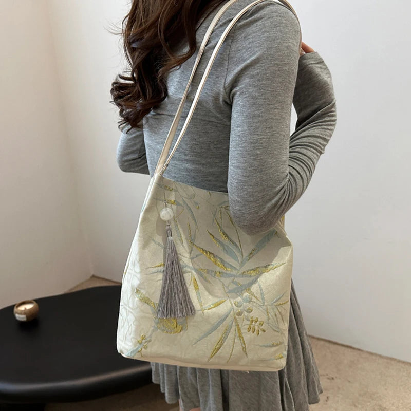 Women's Shoulder Bags New Chinese Style Temperament Elegant Advanced Retro Tote Bag Fashion Large Capacity All-match Handbags Qme
