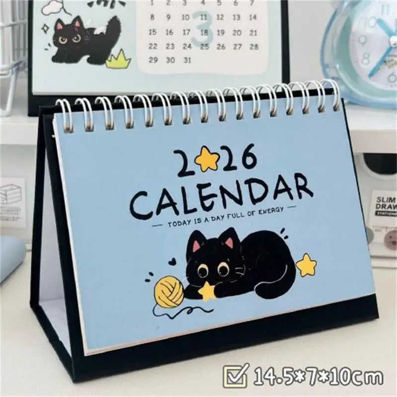 2026 Year Horse Mini Calendars Creative Desk Portable Travel Cute Cat Qme Blue