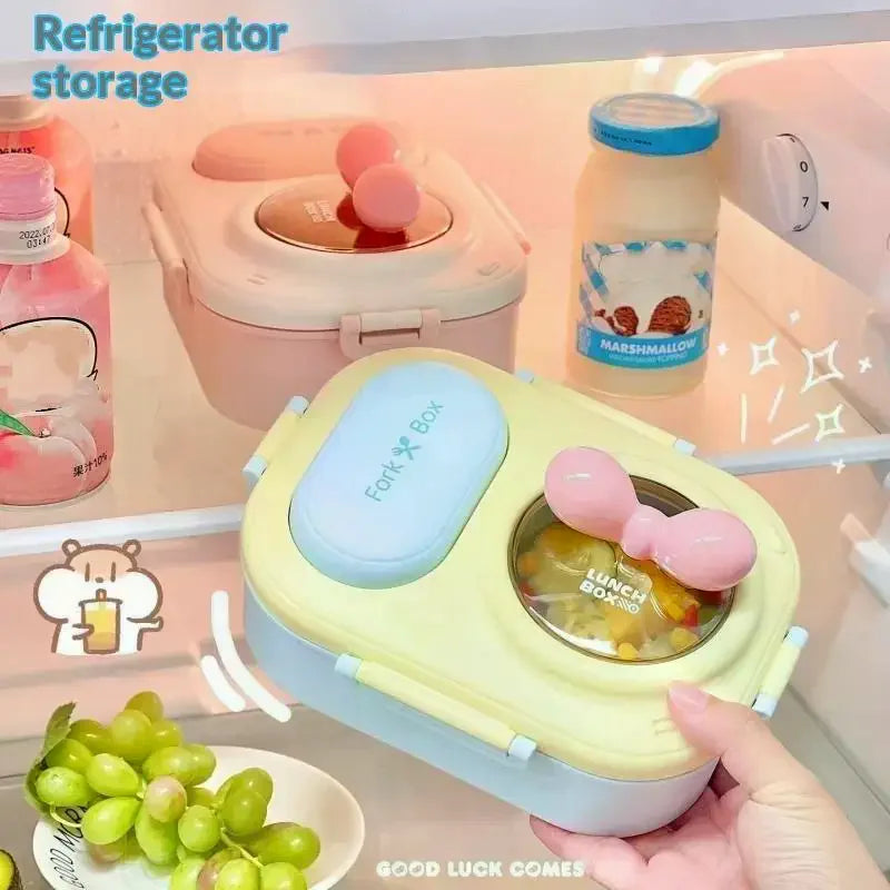 Cute Bento Box For Women & Teens Portable Macaron Style Lunch Container Ideal For Work Picnic Dating Simple Packing Food Storage Qme