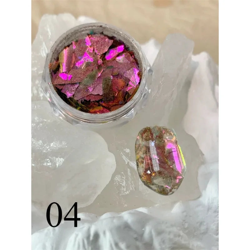 Nail Glitter Powder Manicure Feather Opal Aurora Iridescent Sparkling Qme 04