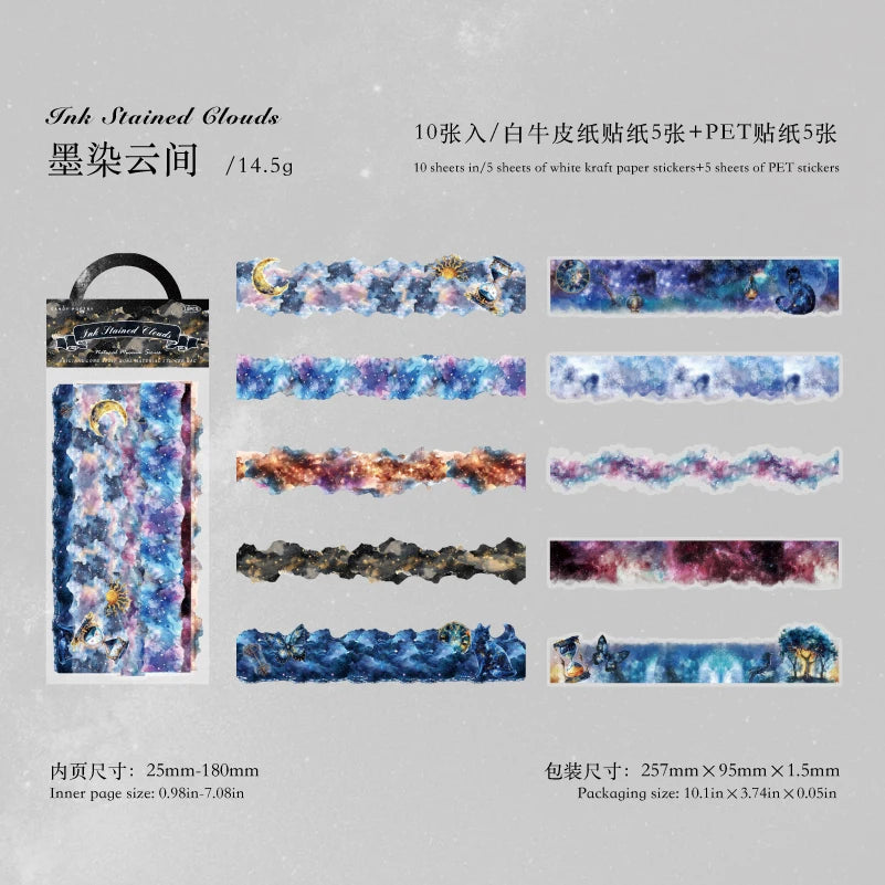 10 Sheets/Bag Natural Landscape Theme Dual Material Stickers for DIY Scrapbooking Journal Phone Case Laptop Decoration Qme 3