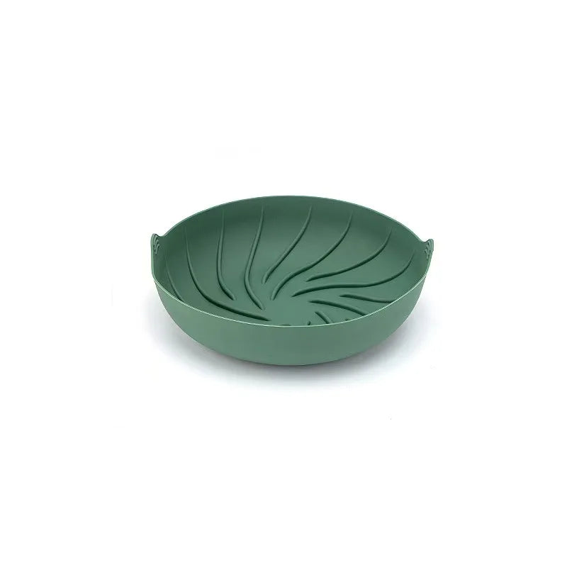 Silicone Air Fryer Basket High Temperature Resistant Baking Silicone Pan Inner Basket Silicone Pot Air Fryer Qme Green Big
