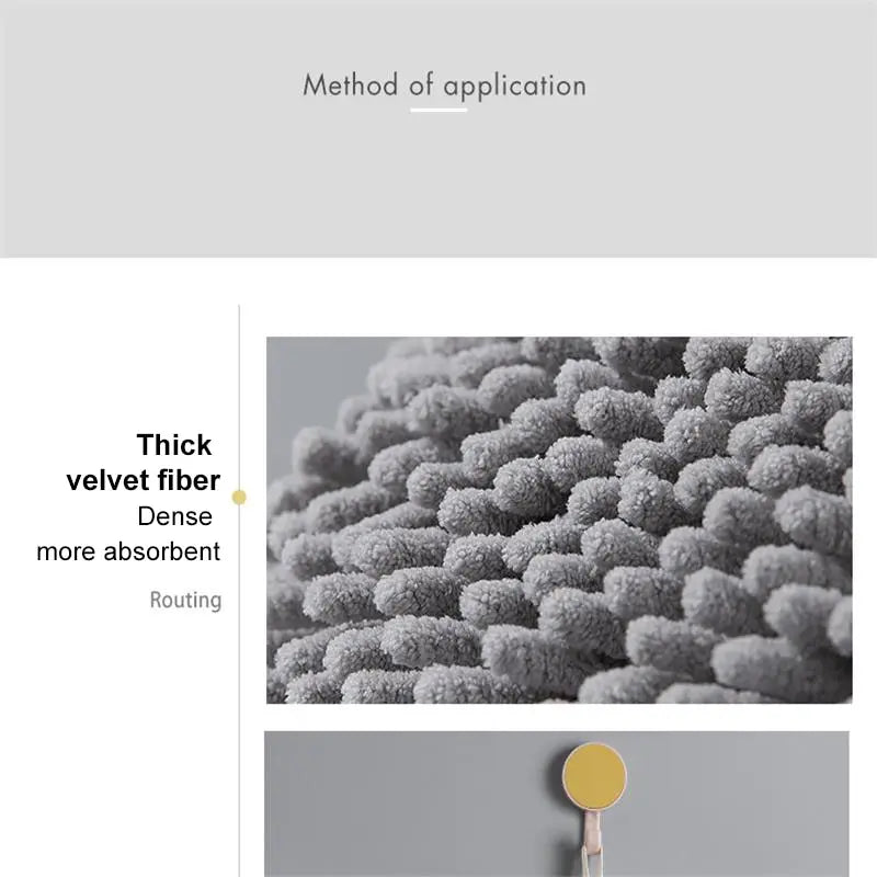 Quick Dry Soft Absorbent Microfiber Towels Hanging Chenille Hand Qme
