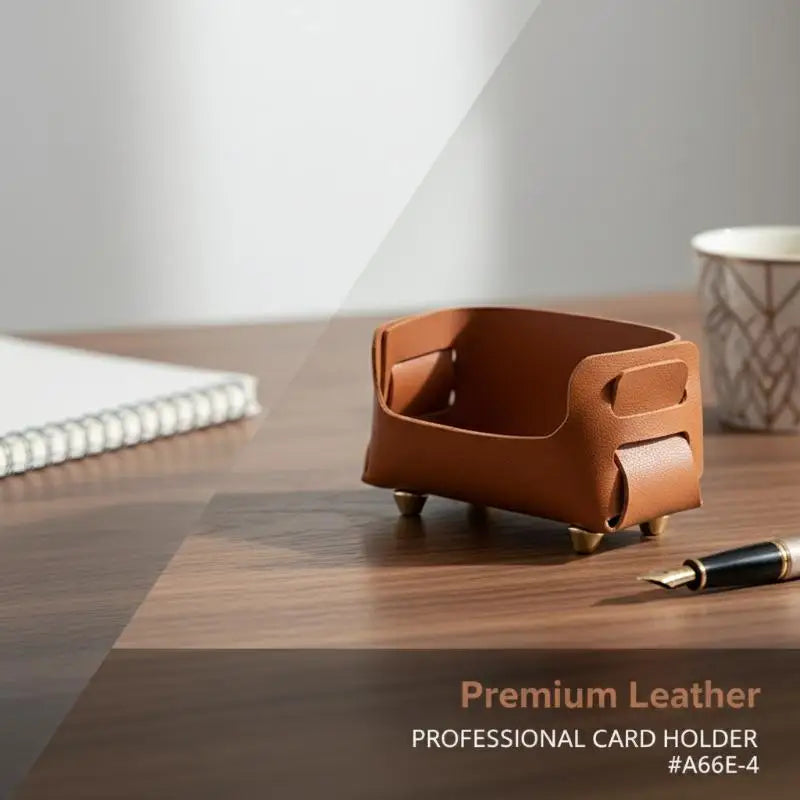 PU Business Card Holder Desktop Sign Display Stand Storage Qme