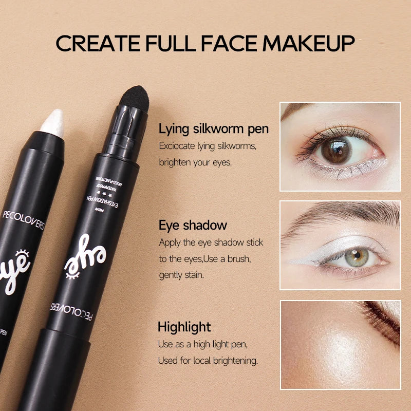 Dual-ended Design Shimmer Eyeshadow Stick Multiple Used Colors Qme