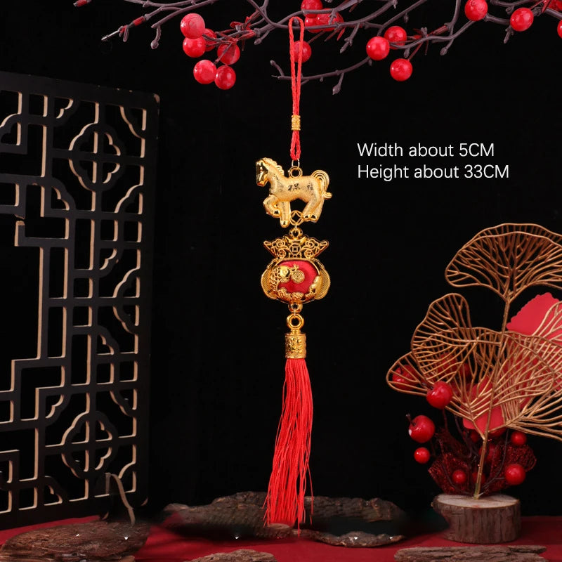 1/10Pcs 2026 Year Of The Horse Wall Hanging Car Ornament Chinese New Year 3D Horse Lantern Red Gold Pendant Lucky Decor Gifts Qme A9