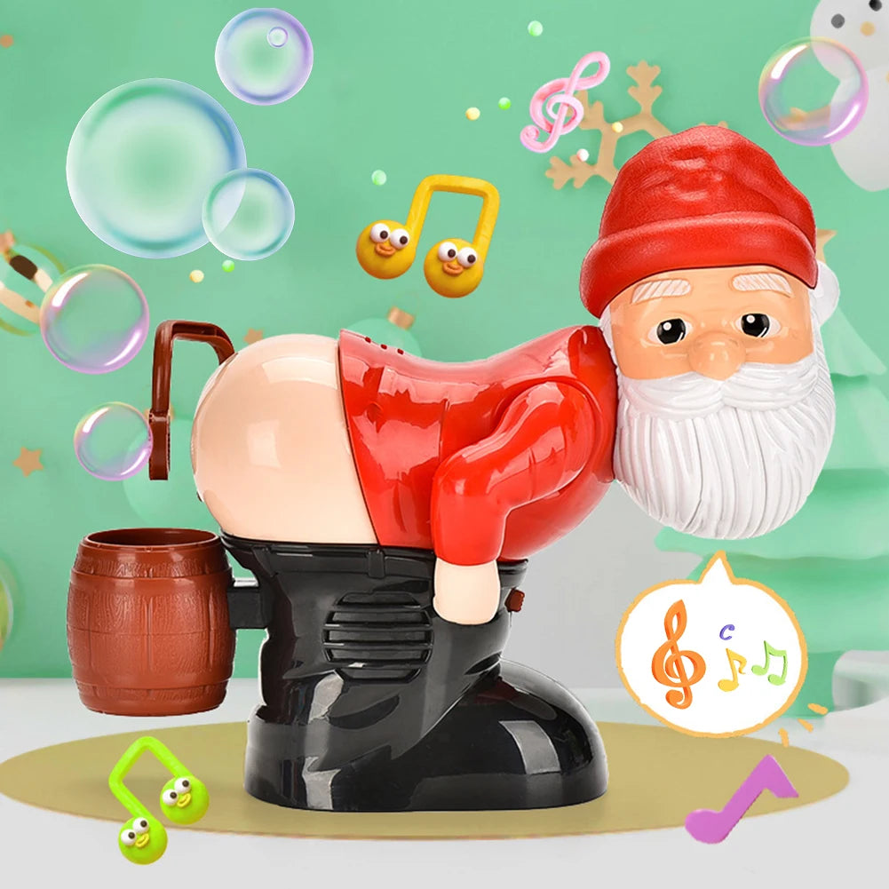 Christmas Santa Claus Bubble Blower with Music & Light Gnomes Farting Bubble Xmas Gift for Boys Girls(No Bubble Solution) Qme