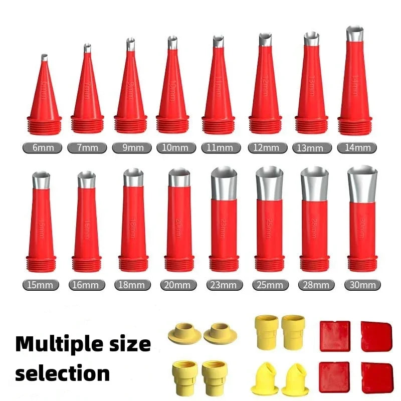Stainless Steel Glue Gun Caulk Nozzle Applicator Suit with Base for Bathroom Kitchen Doors and Windows Gap Sealing Spray Nozzle Qme