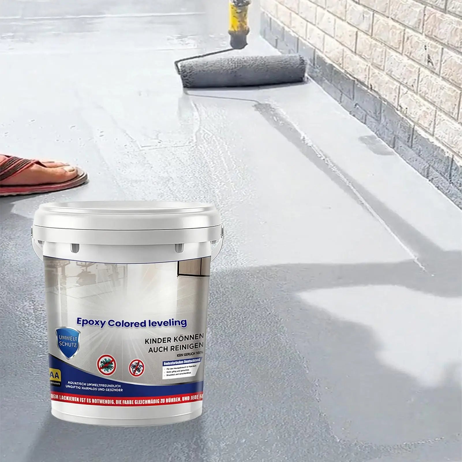 500ml Garage Floor Paint Quick Drying High-Gloss Self-Leveling Coating Epoxy Colored Sand Floor Paint For Indoor Outdoor Garage Qme