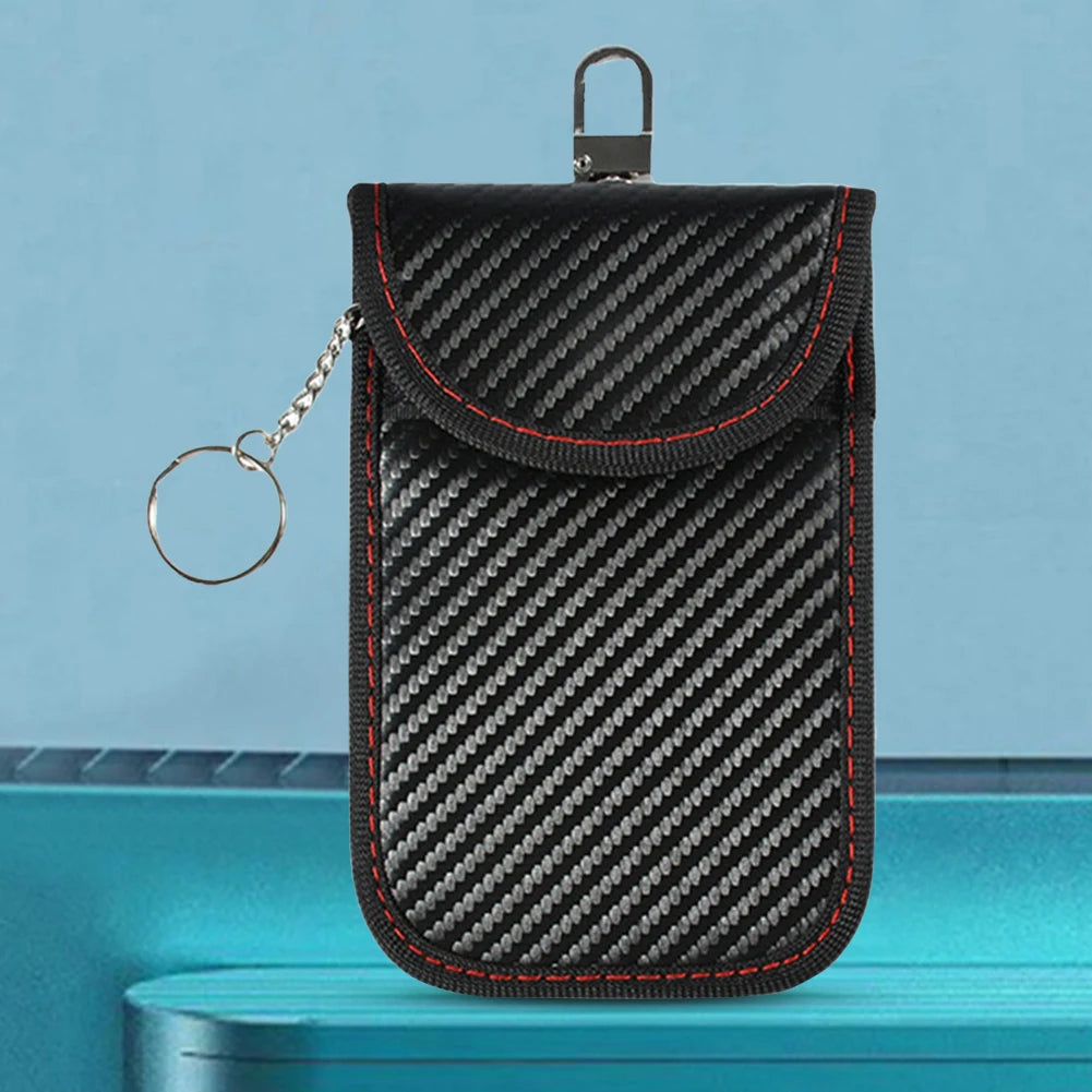 2Pcs Car Key Signal Blocker Case Carbon Fiber Faraday Cage Protector Double-Layer Car RFID Signal Blocker Key Bag for Auto Parts Qme Default Title
