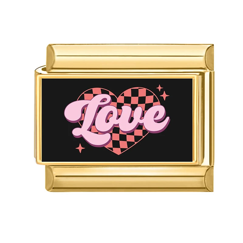 Drop Shipping Y2K Love Heart Eyes Lips Cats Flowers Golden Italian