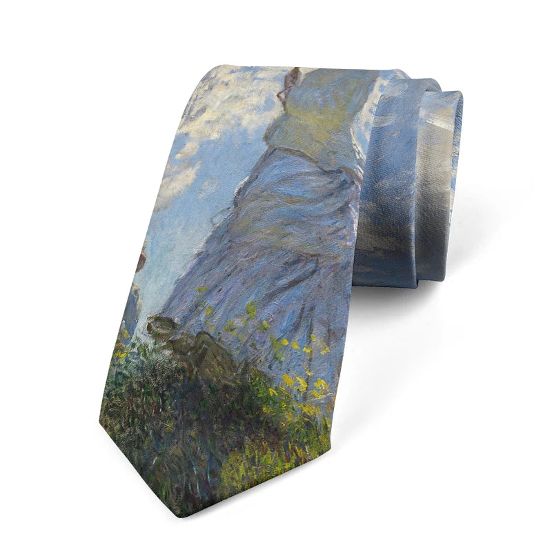 Retro Art Oil Painting Floral Print Tie Fashion Business Wedding Qme style6