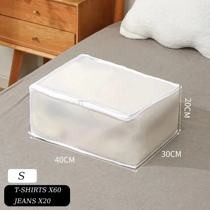 1-2Pcs Household Blanket Wardrobe Underbed Storage Bag Foldable Large Capacity Waterproof Dustproof Clothes Quilt Storage Bag Qme white S 1pcs