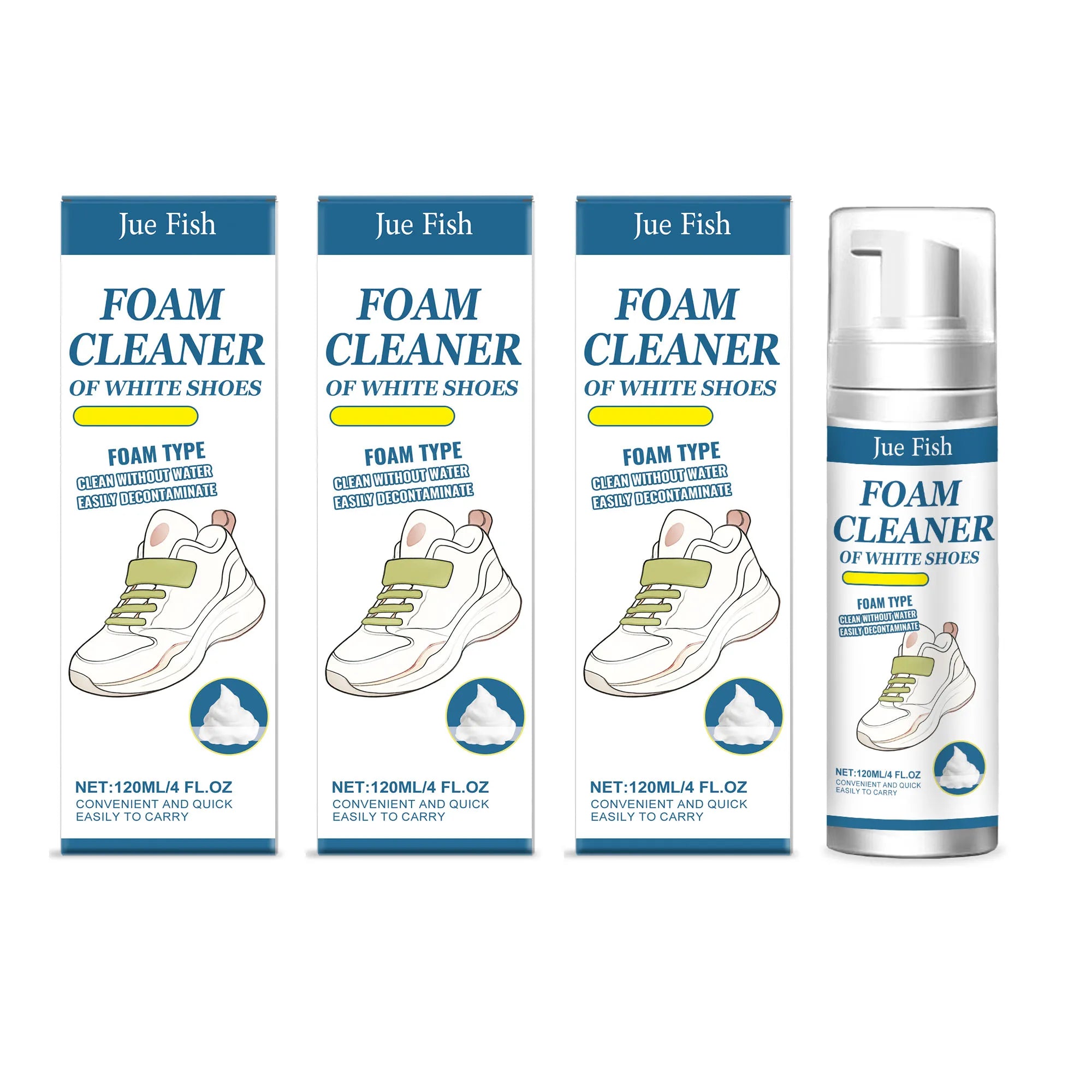 White Shoes Foam Cleaner Remove Stubborn Stains & Yellowing Prevent Oxidation Suitable for Various Materials Shoe Cleaning Agent Qme 3 x 120ml Boxed
