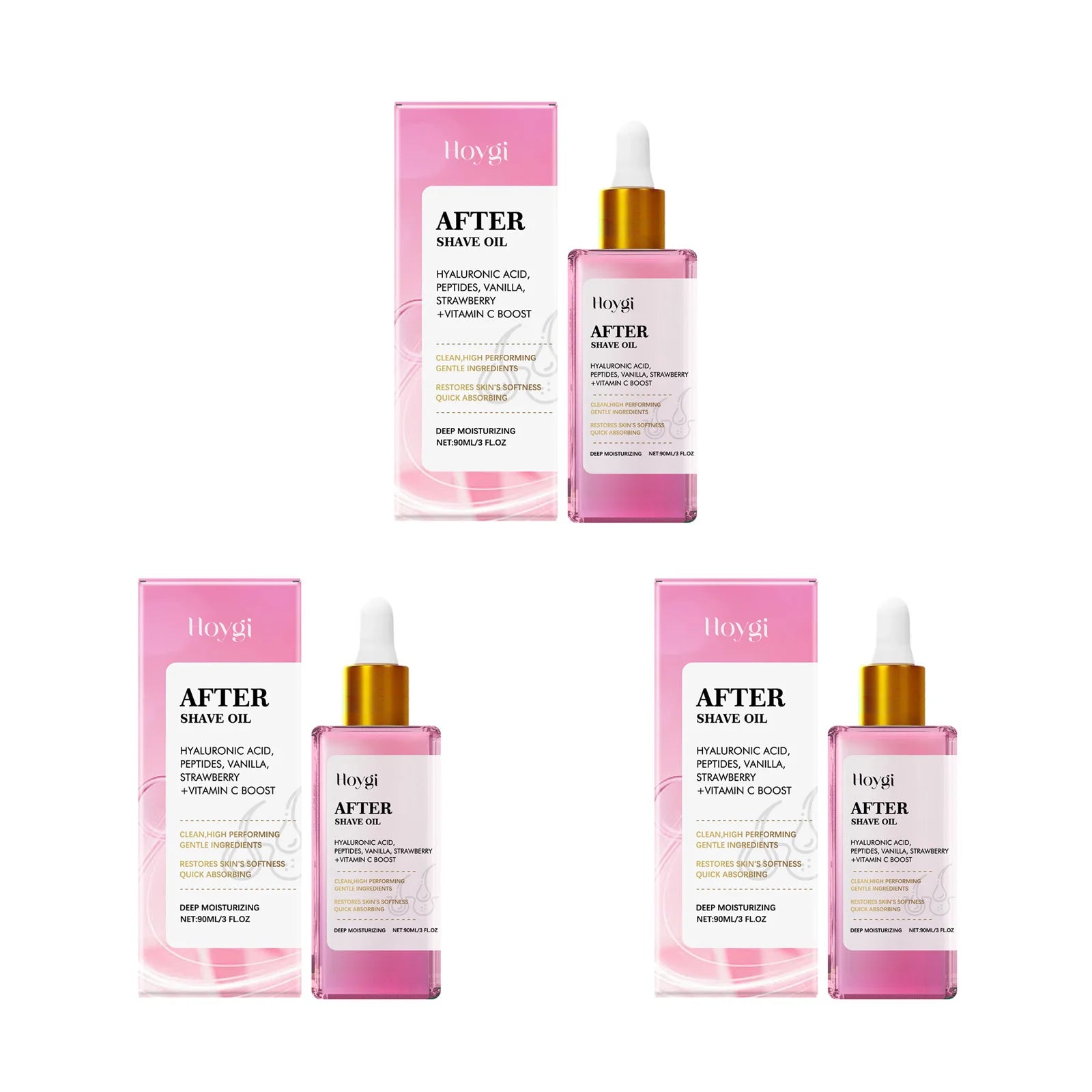 Strawberry Vanilla After Shave Oil for Smooth Skin Moisturizing Soothing Depilation Essential Oil Prevent Ingrown Hairs & Drynes Qme 3Pcs