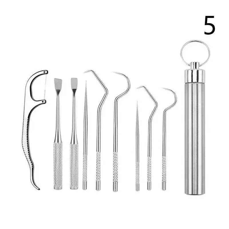 Stainless Steel Toothpicks Pocket Portable Floss Pick Reusable Metal Qme 5