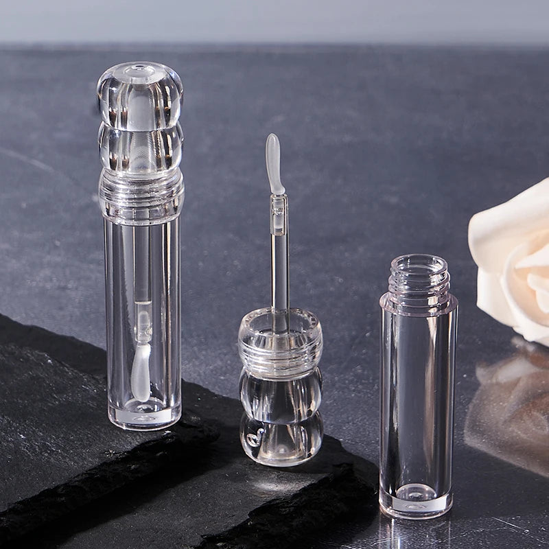 Empty Transparent Lipgloss Tubes Silicone Brush Round Cosmetic Tube Qme