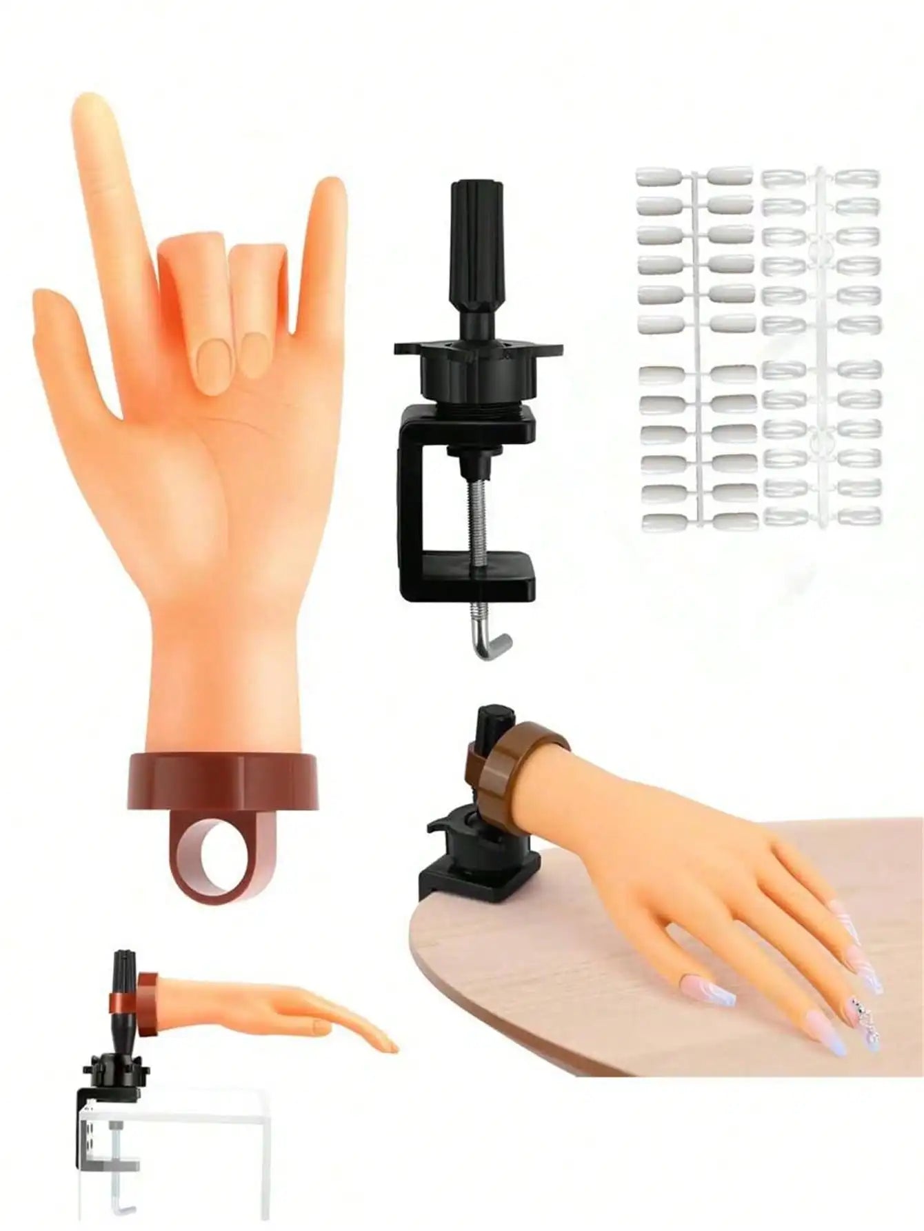 Nail Art Beginners Practice Fake Hand Models Insertable Plates Qme 3 piece set
