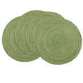 Four Piece Green Color Active Vintage Anti Slip Dining Table Meal Mat Woven Round Non-Slip Tableware Bowl Pads Drink Cup Coaster Qme Green