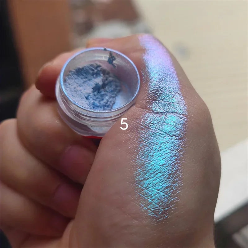 Ultra-Thin Waterproof Color Shift Holographic Eyeshadow Highlighter MultiChrome Shifting Pigments Duochrome Chameleon Eyeshadow Qme 5