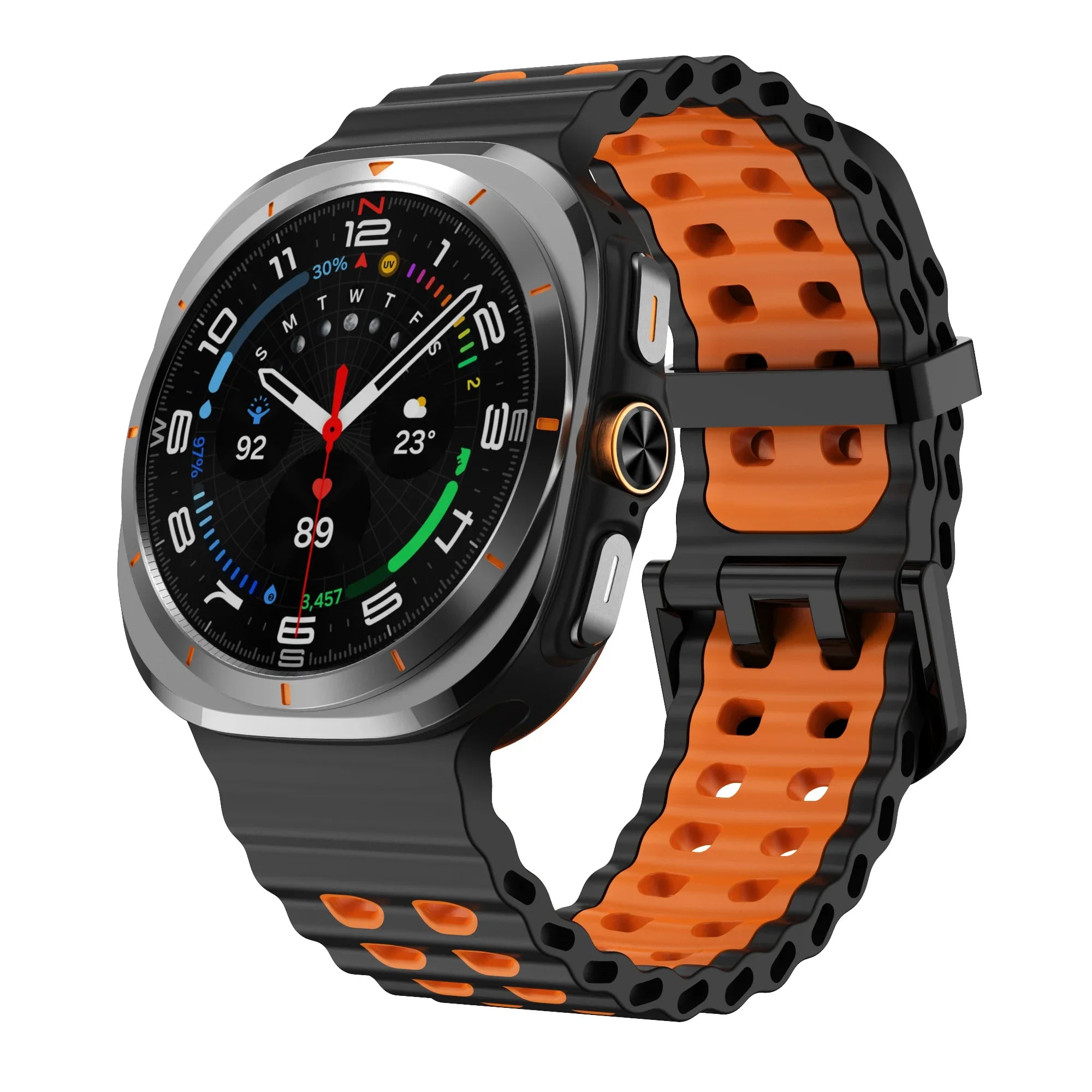 Two-Tone Sports Silicone Strap For Samsung Galaxy Watch Ultra Marine Band Bracelet For GalaxyWatch Ultra 47mm Watchband Qme Black OrangeB Galaxy Watch Ultra