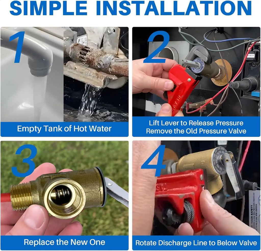 RV Water Heater Temperature Pressure Relief Valve 210F 150 PSI Safety Qme