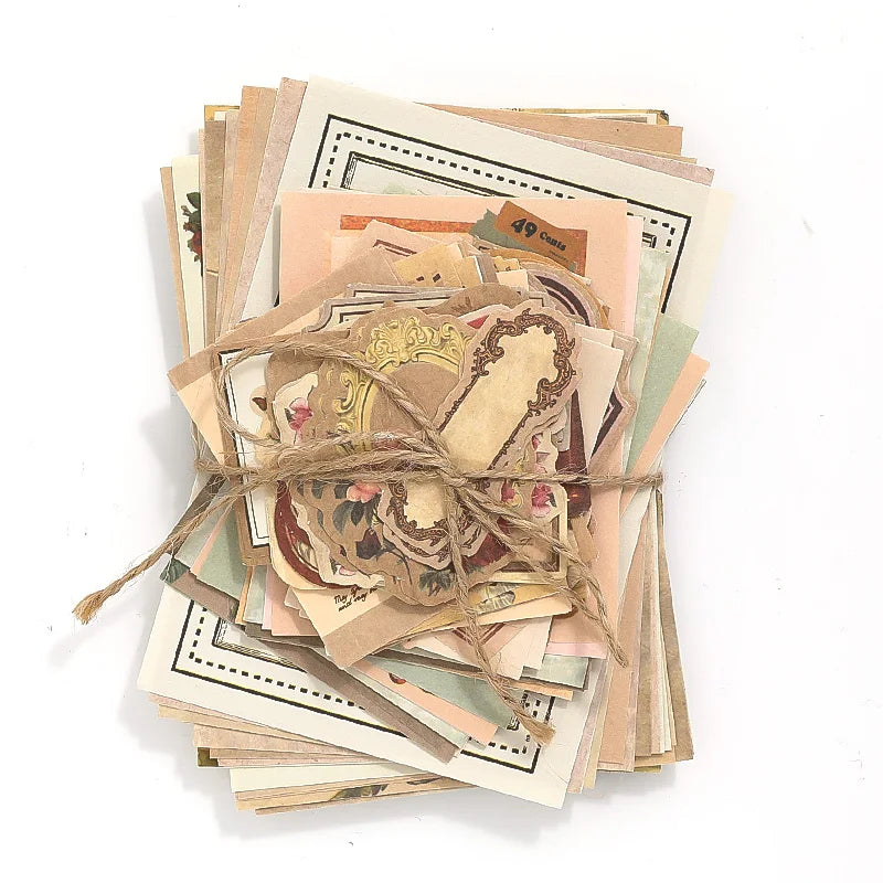 100 pcs/pack Vintage Memo Paper Set DIY Scrapbooking School Supplies Decor Junk Journal Marking Creative Stationery Notes Paper Qme G