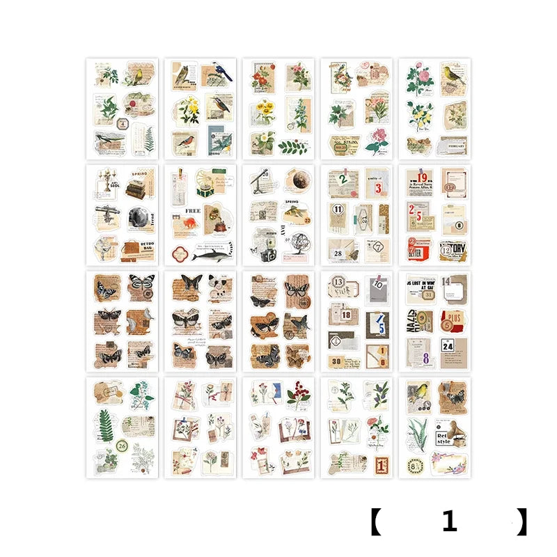 4 Design 20 Pcs/set Stickers Vintage Animal Plant Insect PET Transparent Decoration Sticker For Diary Scrap Book Stationery Qme A