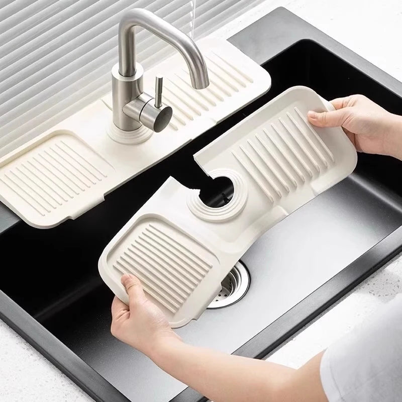 Foldable Water Tap Drain Mat Anti-splash Silicone Kitchen Sink Qme