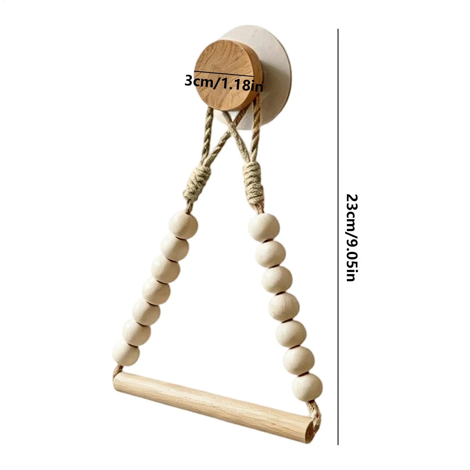 Wood Toilet Paper Holder Natural Wall Mounted Wooden Bead Stand Roll Qme