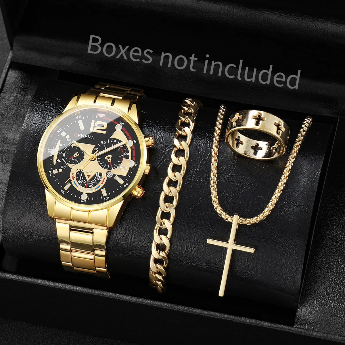 4 Pçs/set Homens Relógios de Negócios Moda Mostrador Árabe Relógio de Quartzo para Homens Relógio Conjunto de Jóias Reloj Hombre Qme 2