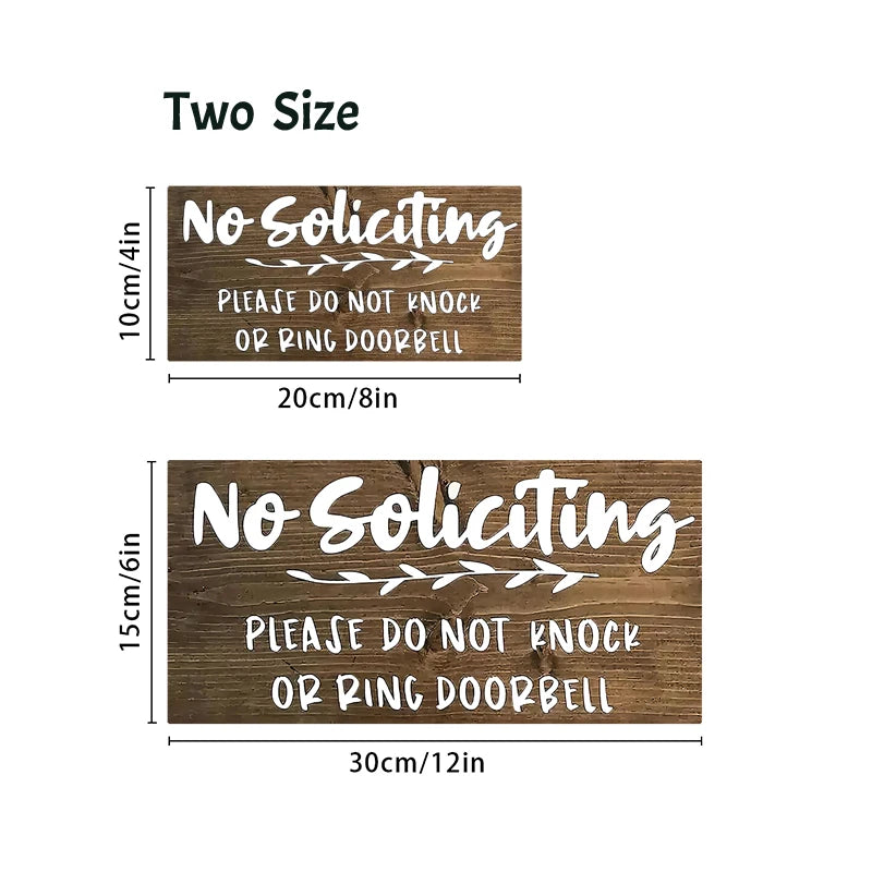 Rustic No Soliciting Wall Hanging Decor Wood Art Plaques Sign Door Sign for Home Living Room Shop Decor Qme
