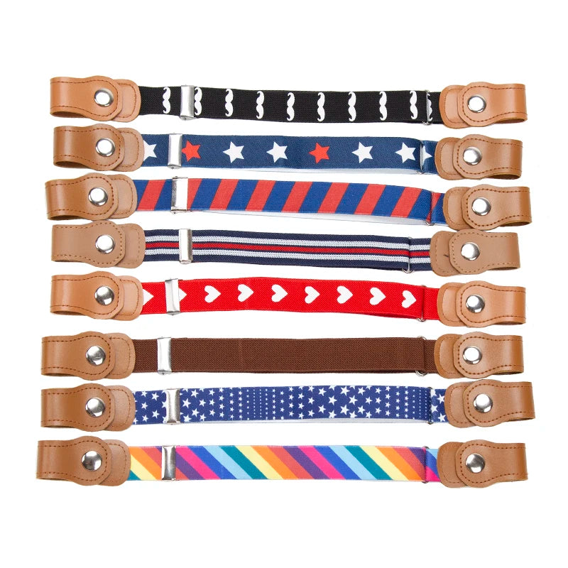 New Child Kids Buckle-Free Elastic Belt No Buckle Stretch Belt for Boys Girls Adjustable Children for Jeans Pants Lazy Belts Qme