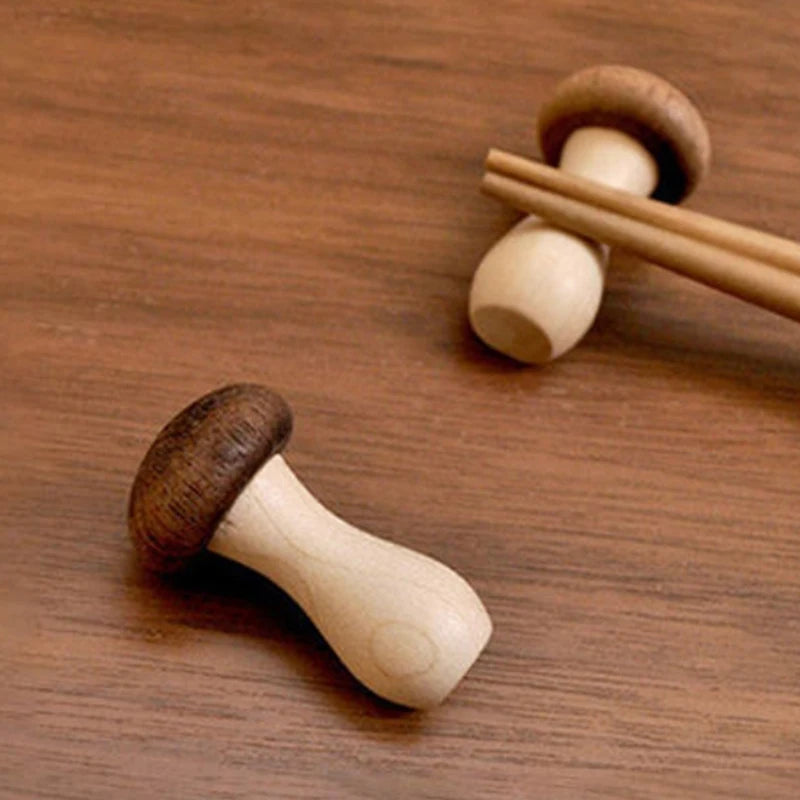 2Pcs Mushroom Wooden Chopsticks Stand Mini Cute Chopsticks Stand Home Decor Kitchen Items. Qme