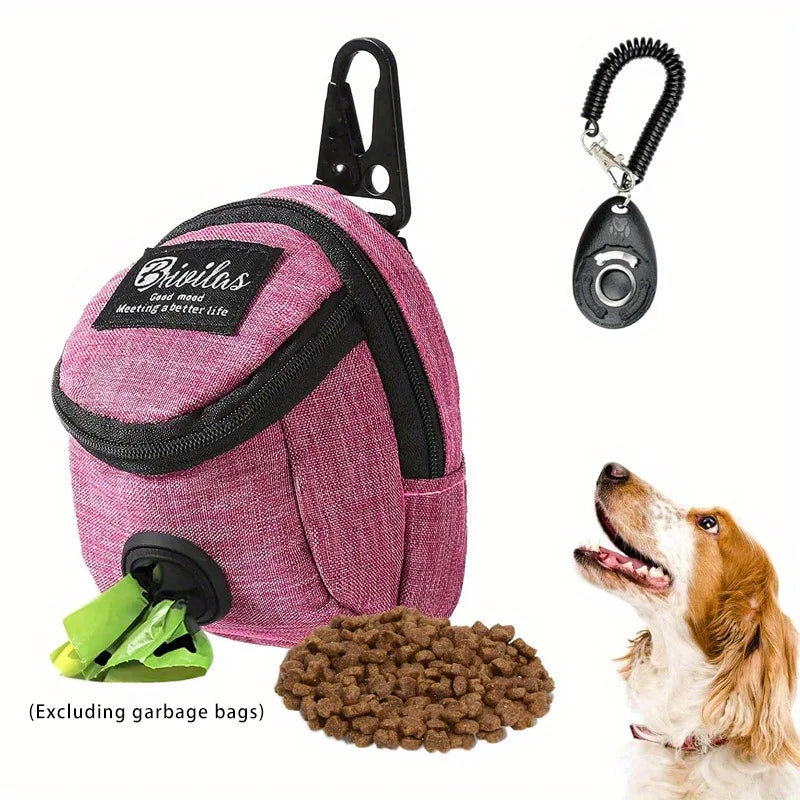 2-piece set of multifunctional outdoor dog training bag and training horn, with built-in fecal bag dispenser (no garbage bag) Qme Pink