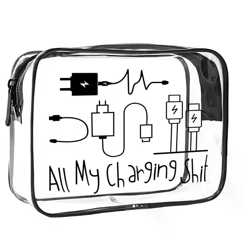 Transparent Single-Sided Print Cosmetic Bag Portable Travel Toiletry Bag Thickened Makeup Bags Organizer PVC Storage Pouch Qme