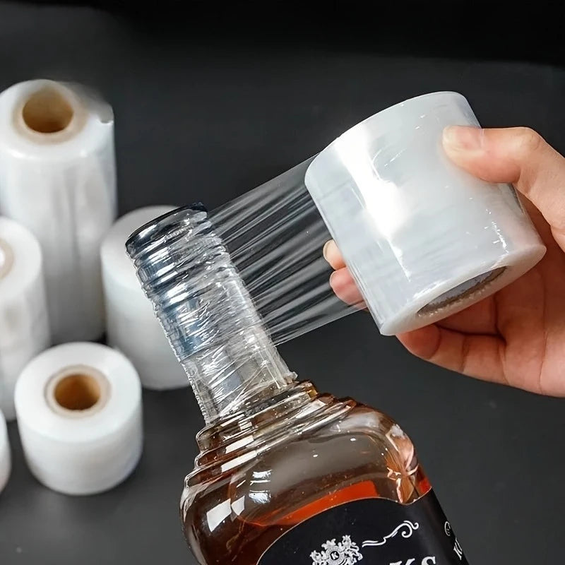 Mini Stretch Wrap Film, Clear Plastic Shrink Wrap for Wine Bottles, Pallet Wrapping & Household Use Qme