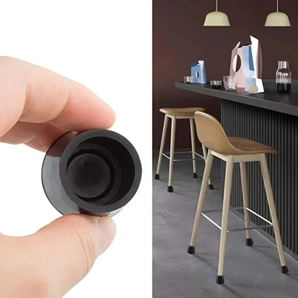 8-32PCS PVC Soft Rubber Round Tube Stainless Steel Cap Anti Slip Wear Resistant Silent Table Chair Floor Protective Rubber Cover Qme