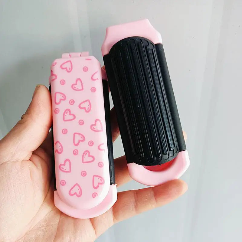 Pink Butterfly Love Pattern Foldable Hair Comb Straight Curly Qme