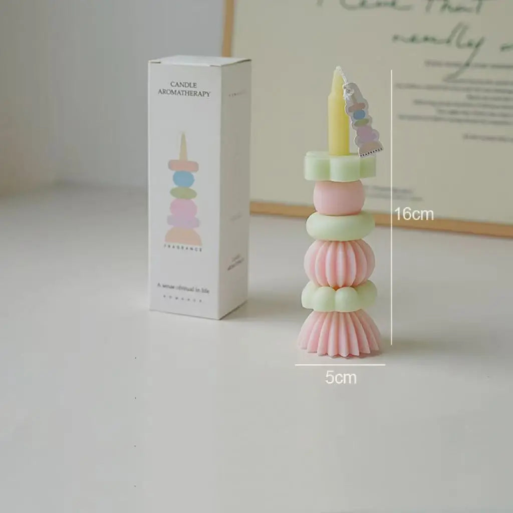 Artisan Geometric Layered Fragrance Candle Lovely Aroma Room Decor Qme pink