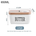 Ceramic Butter Container Box Restaurant Sealed Storage Box Cheese Box with Knife Bamboo Lid Butter Slicer Butter Dish Tableware Qme 650ml
