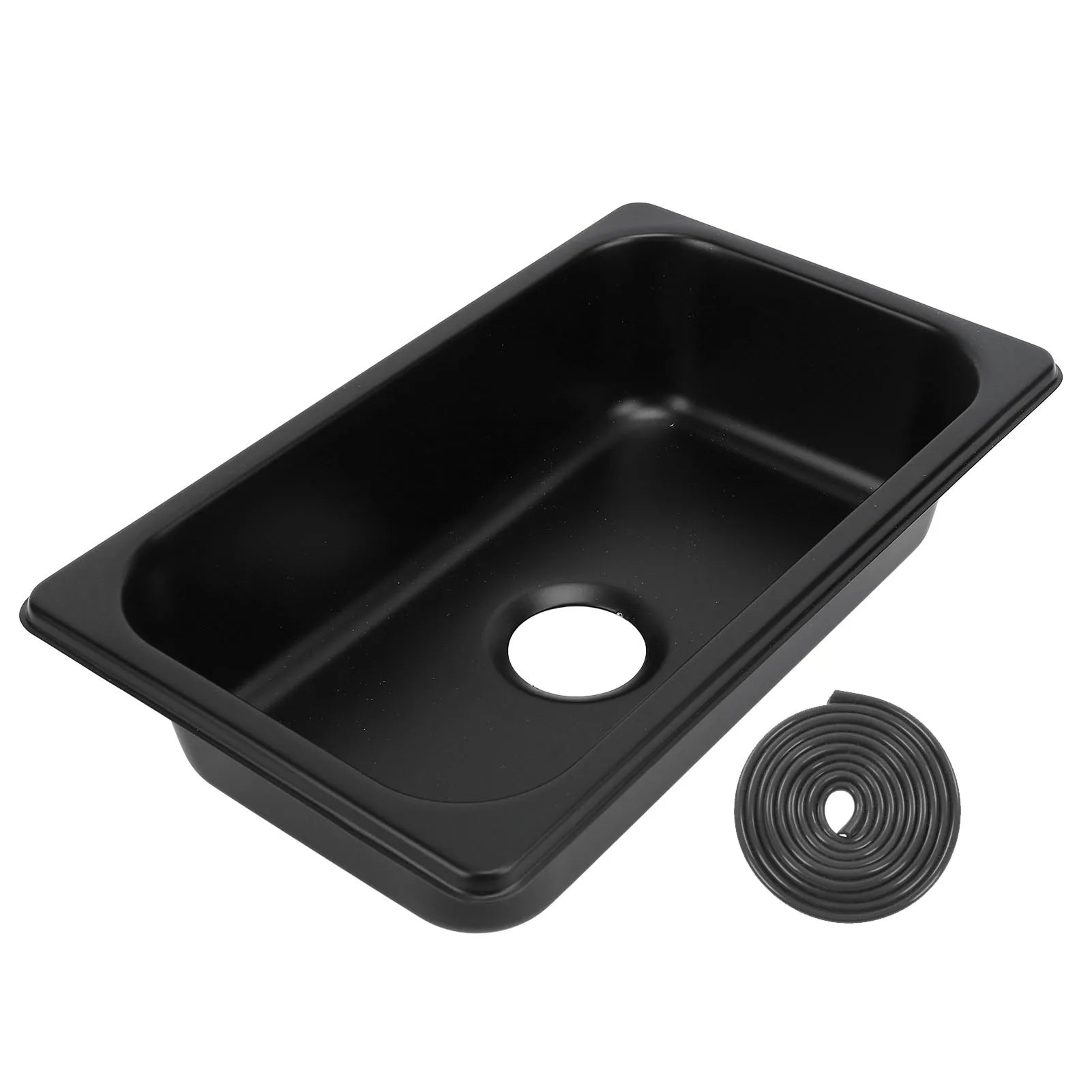 RV Kitchen Sink Wash Basin RV 304 Stainless Steel Sink Rust Resistant High Capacity Smooth for Boat Yachts Boats Qme black
