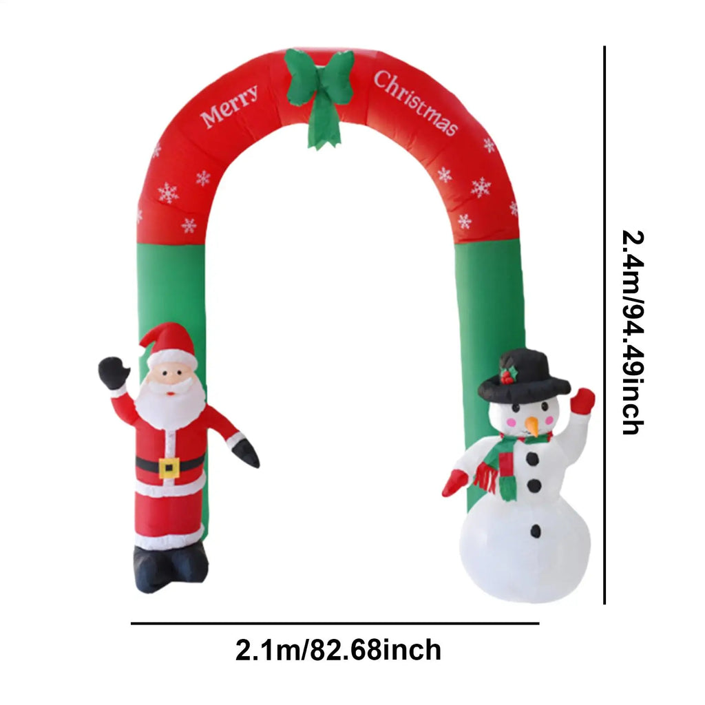 Merry Christmas Arch 7.87ft Santa Snowman Lighted Decoration Christmas Decor Arch Inflatables For Outdoor Garden Yard Pathway Qme