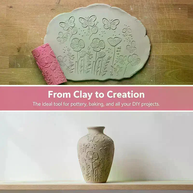 Floral Butterfly Texture Polymer Clay Roller Ceramic Seamless Escape Tool For DIY Creative Making Mold Qme