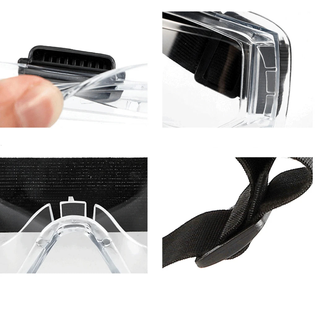 Safety Glasses - Splash-Proof, Dust-Proof & Sand-Proof Goggles, Adjustable Clear Eyewear for Cycling, Skiing and Sports Qme