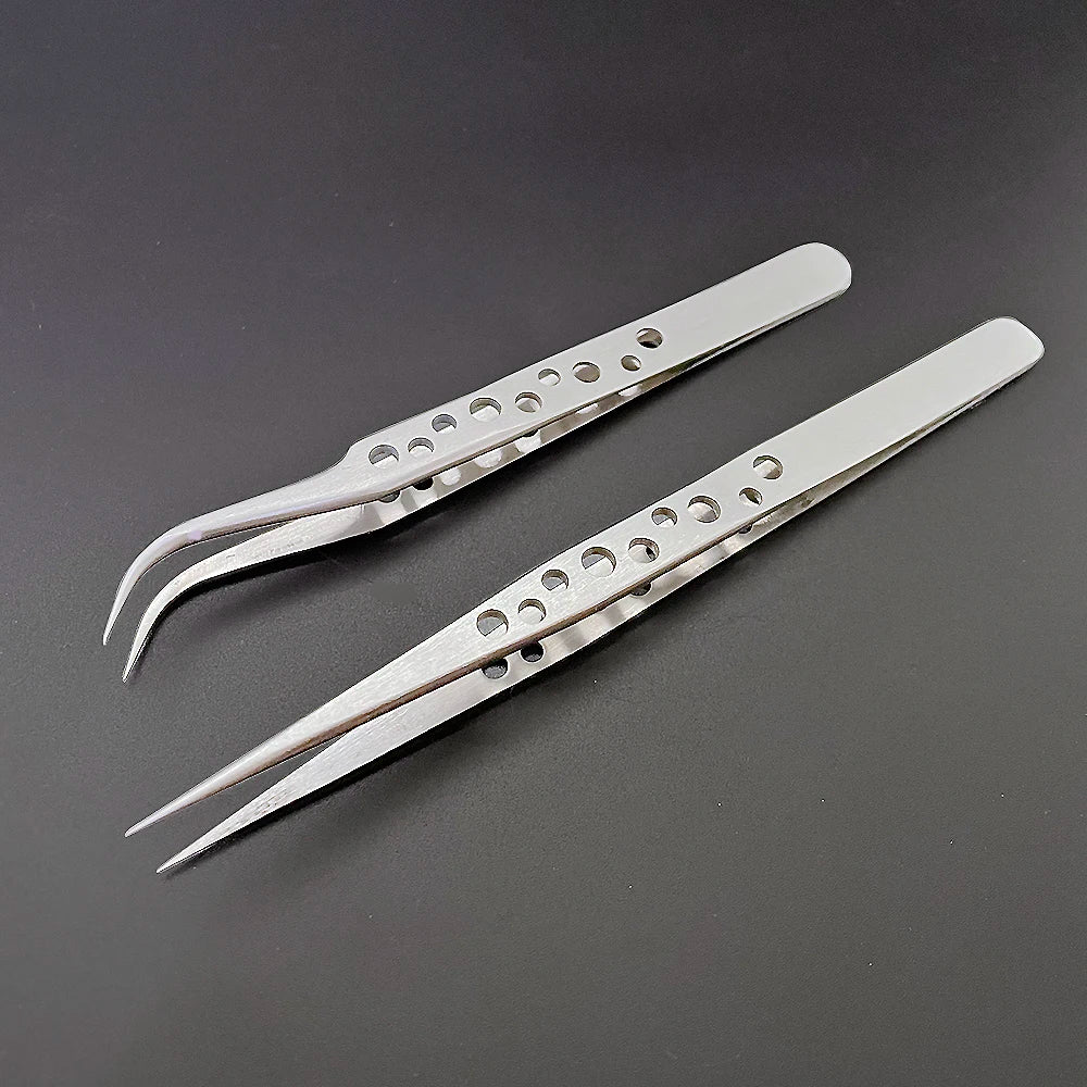 Industrial Tweezers Electronics Anti-static Curved Straight Tip Qme