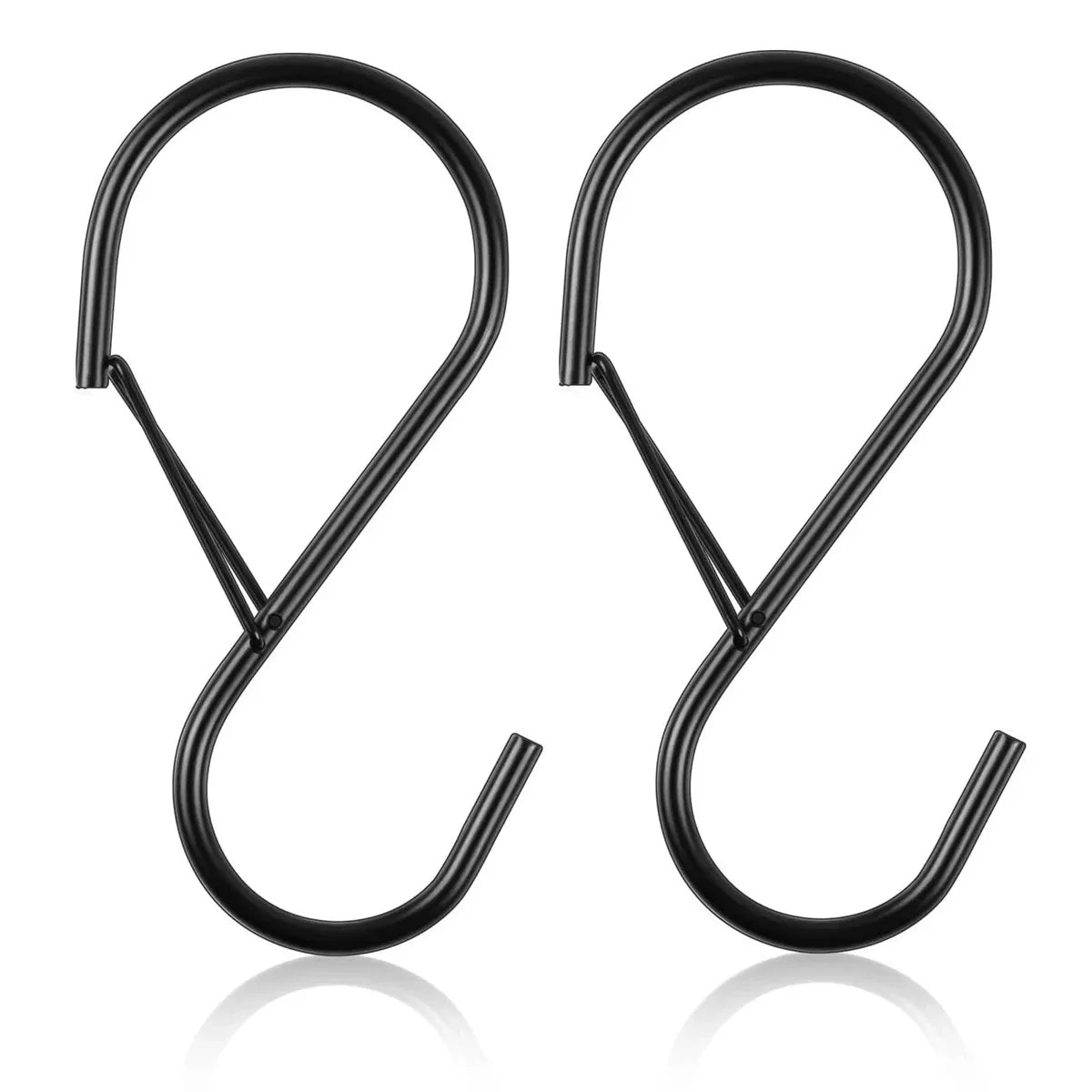 2/4/8PCS S Hooks for Hanging With Safety Buckle Heavy Duty S Hooks Large Metal S Hooks for Hanging Plants Jeans Pots Bags Qme 2PCS