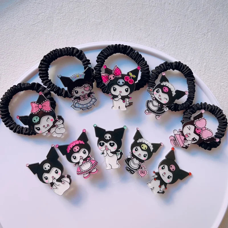 Clowmi Hair Clips Black Pink School Ties Accessories Cute Bands Qme