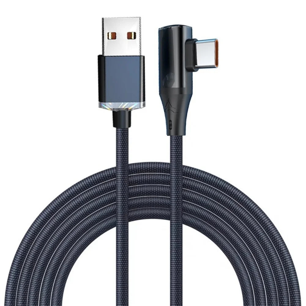 USB 120W 90 Degree Elbow Type-C Connector Fast Charging Cable Data Cable 0.25M 1M 2M 1.5M Quick Charging Data Wire Charger Line Qme black A to C 1.5m